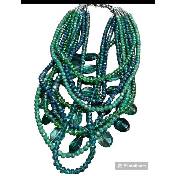 Sassy Jones Green Malia Multi Strand Necklace EUC - Picture 2 of 2